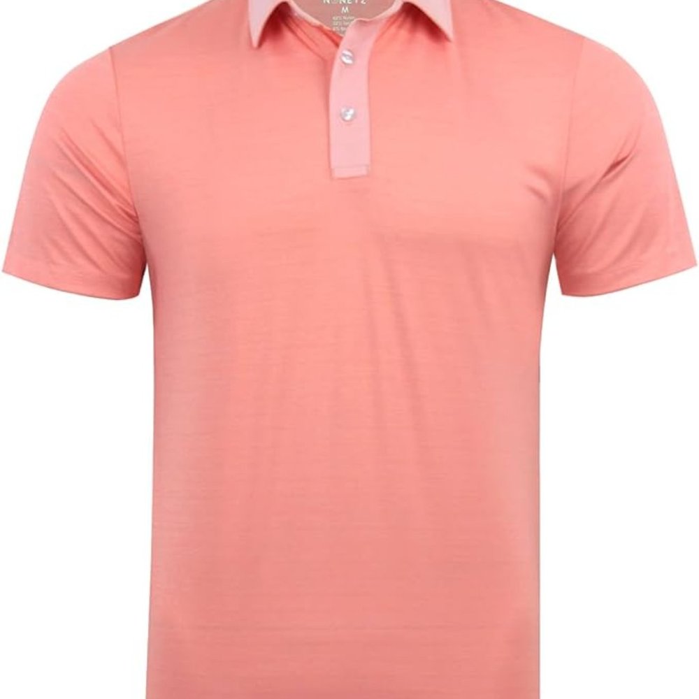 NoNetz Brrr Men's Cooling Golf Tennis  Polo Moisture Wicking Shirt Peach 3X NEW